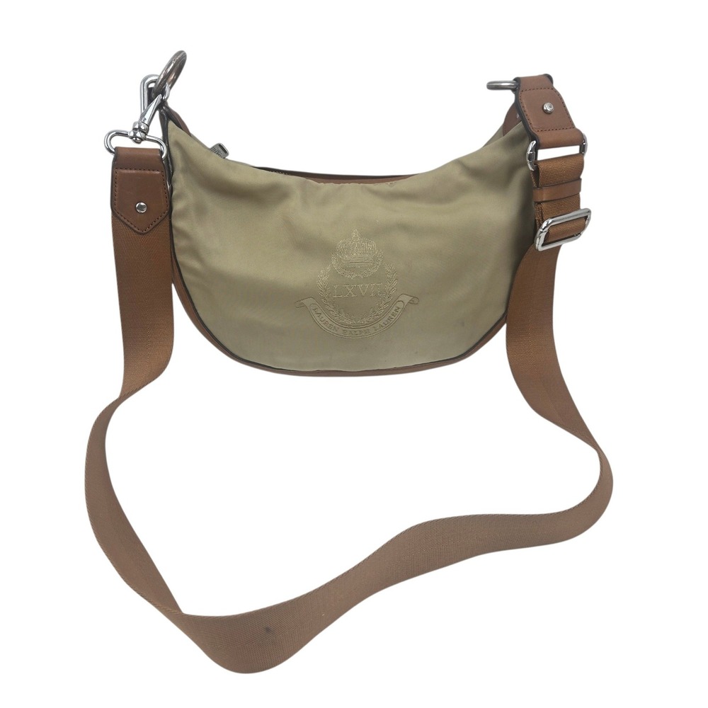 Vtg Y2K Lauren Ralph Lauren Weymouth LXVII Crest Nylon Crossbody Purse Khaki